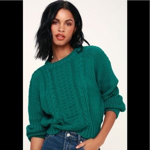 Lush Jade Green Cable Knit Sweater